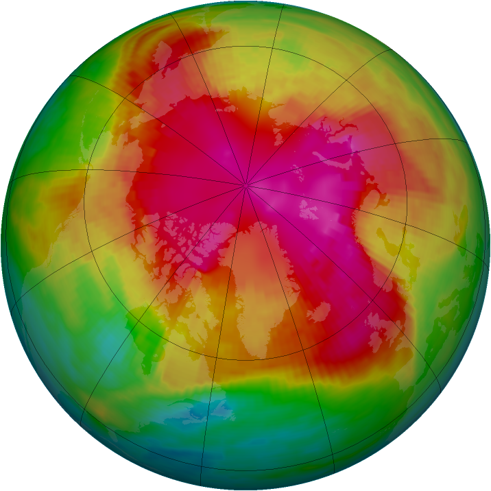 Arctic ozone map for 23 February 1989